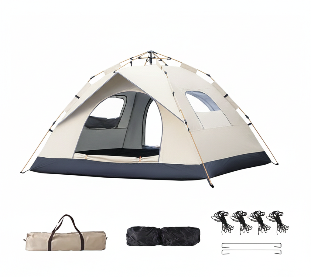 4-Person Instant Pop-Up Camping Tent - Automatic Quick Setup, UV Protection & Waterproof Sun Shelter for Outdoor Family Hiking, Beach & Fishing