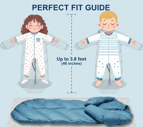 Kid-Friendly Lightweight Sleeping Bag | Grow-with-Me Design Extends to 46" | Portable Travel Bed for Toddlers Ages 2-4 | Unisex Pattern for Camping, Pre-K & Sleepovers
