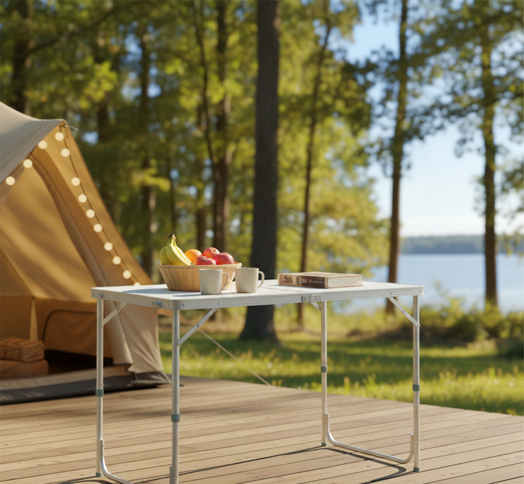 Portable 5-Piece Folding Camping Table and Chairs Set - Height Adjustable Picnic Table for 4 Persons | Lightweight Aluminum Foldable Table for Outdoor BBQ, Beach, Hiking & Backyard