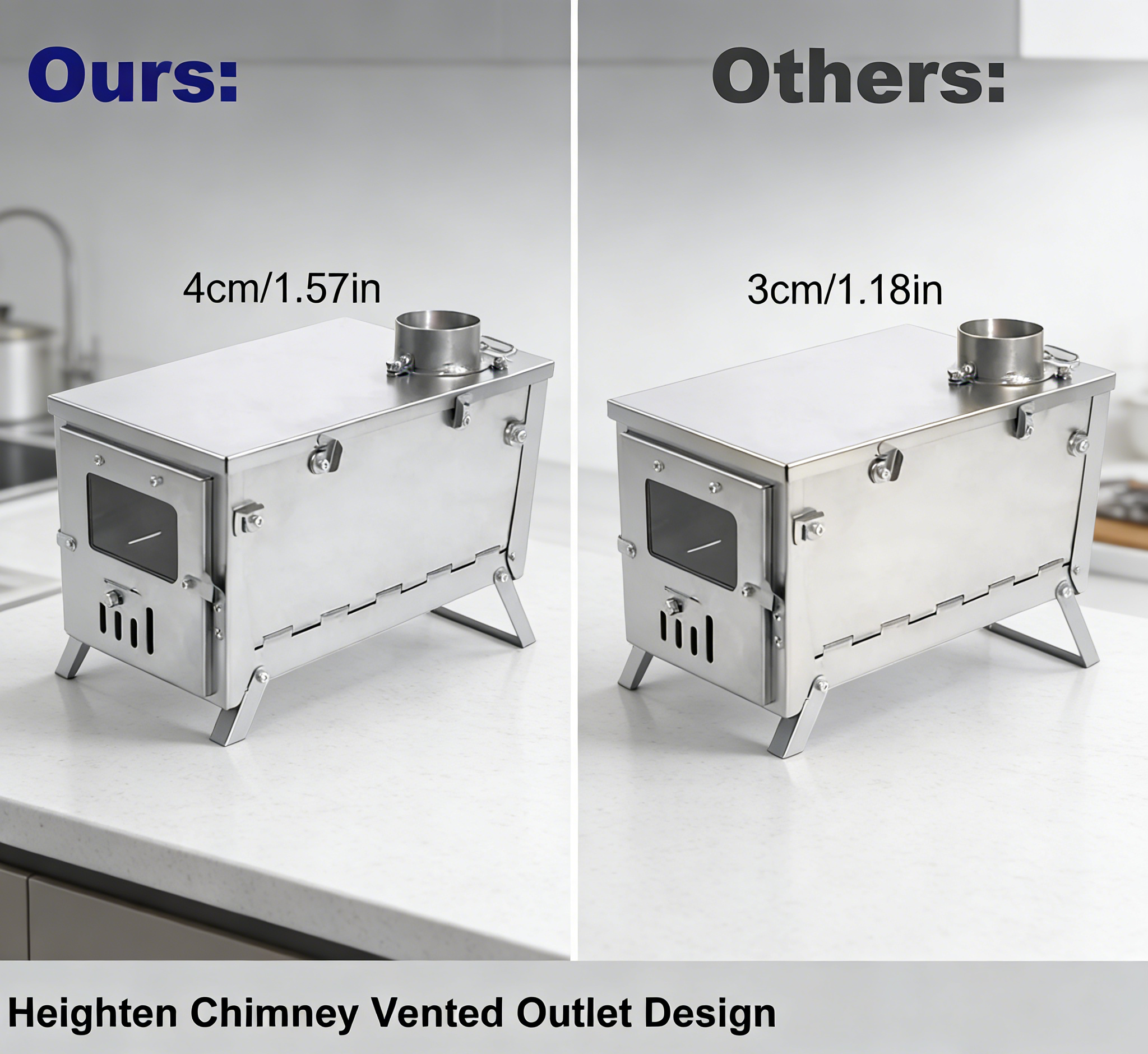 Portable Wood Burning Stove with 6 Stainless Steel Chimney Pipes – Compact Hot Tent Stove for Winter Camping, Heating & Outdoor Cooking, Multi-Fuel Outdoor Stove