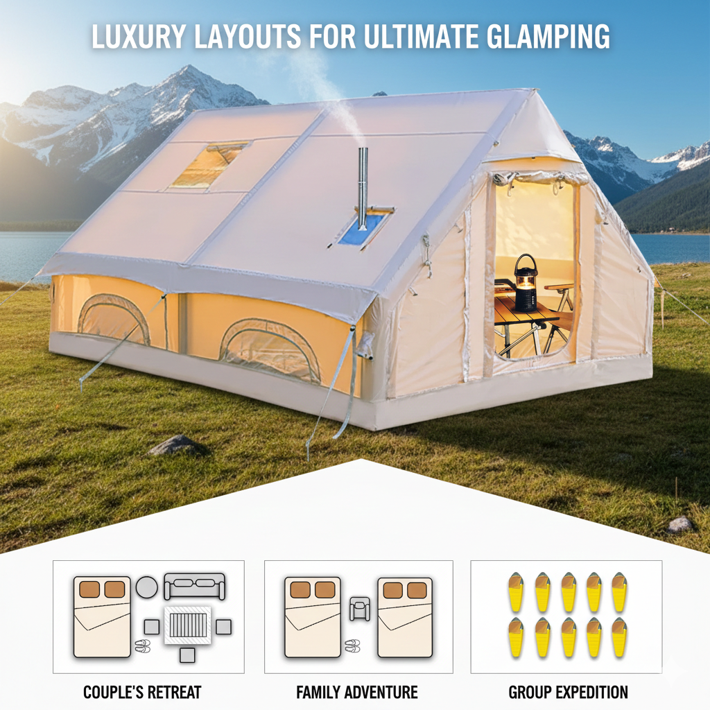 Ultimate 4-Season Inflatable Glamping Villa - 129ft² Spacious Living, All-Weather Waterproof Luxury Tent with Stove Jack
